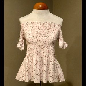 Japna - polka dot cold shoulder shirt